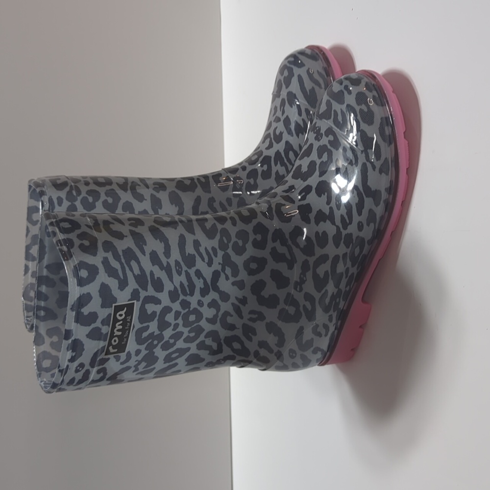Roma Abel Kid's Leopard Print Rain Boots Size 13 - Picture 4 of 14